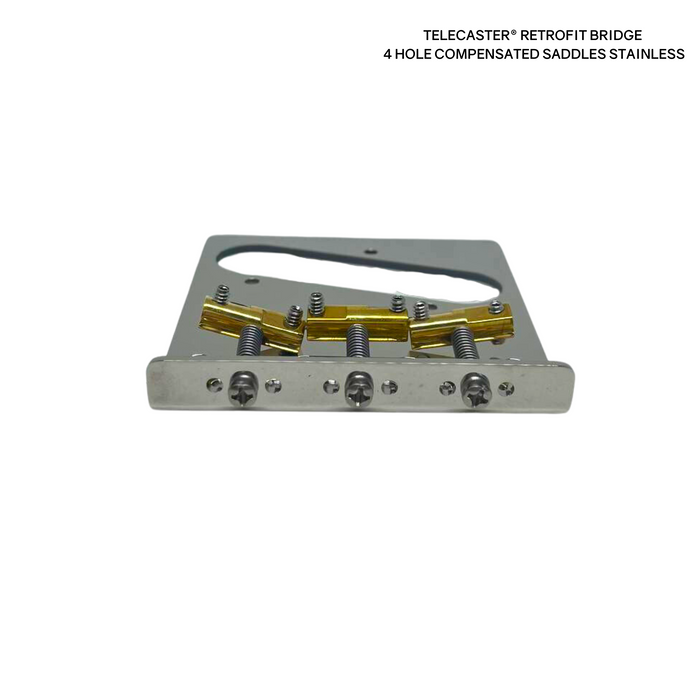 Hipshot Telecaster® Retrofit Bridge 4 HOLE COMPENSATED SADDLES STAINLESS echoinox singapore