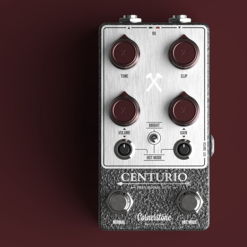 Cornerstone Centurio overdrive pedal - top-down control layout