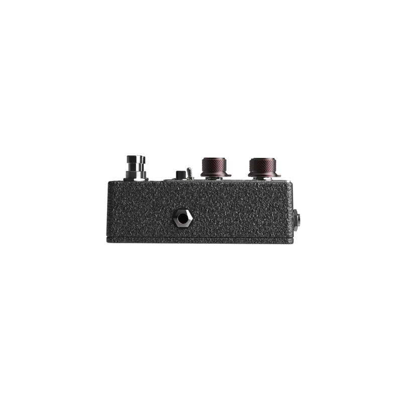 Cornerstone Centurio overdrive pedal - side profile with footswitches