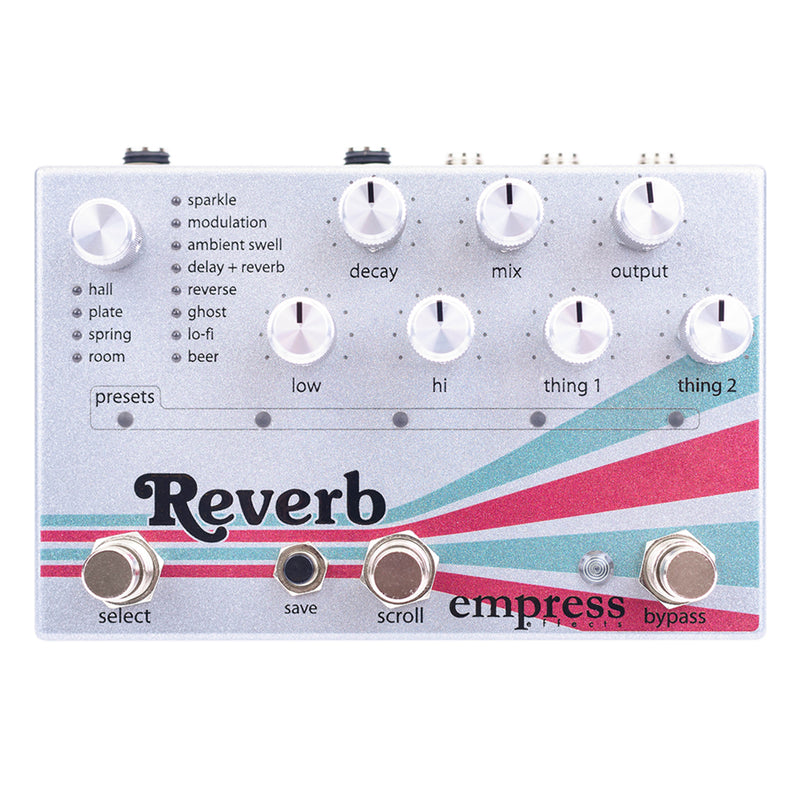 Empress Effects Reverb stereo multi-mode reverb pedal, top view