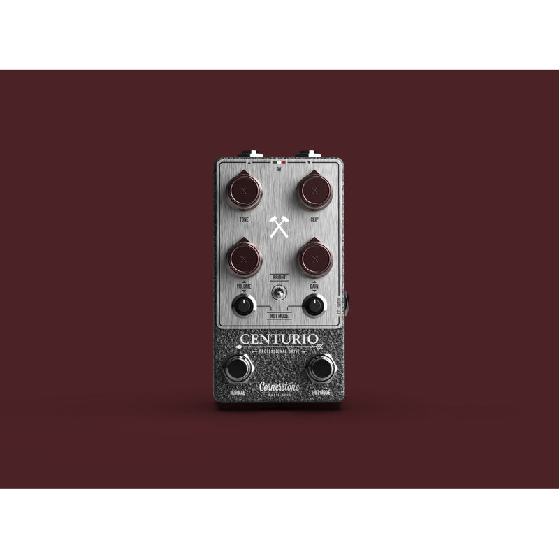 Cornerstone Centurio overdrive pedal - angled view of controls