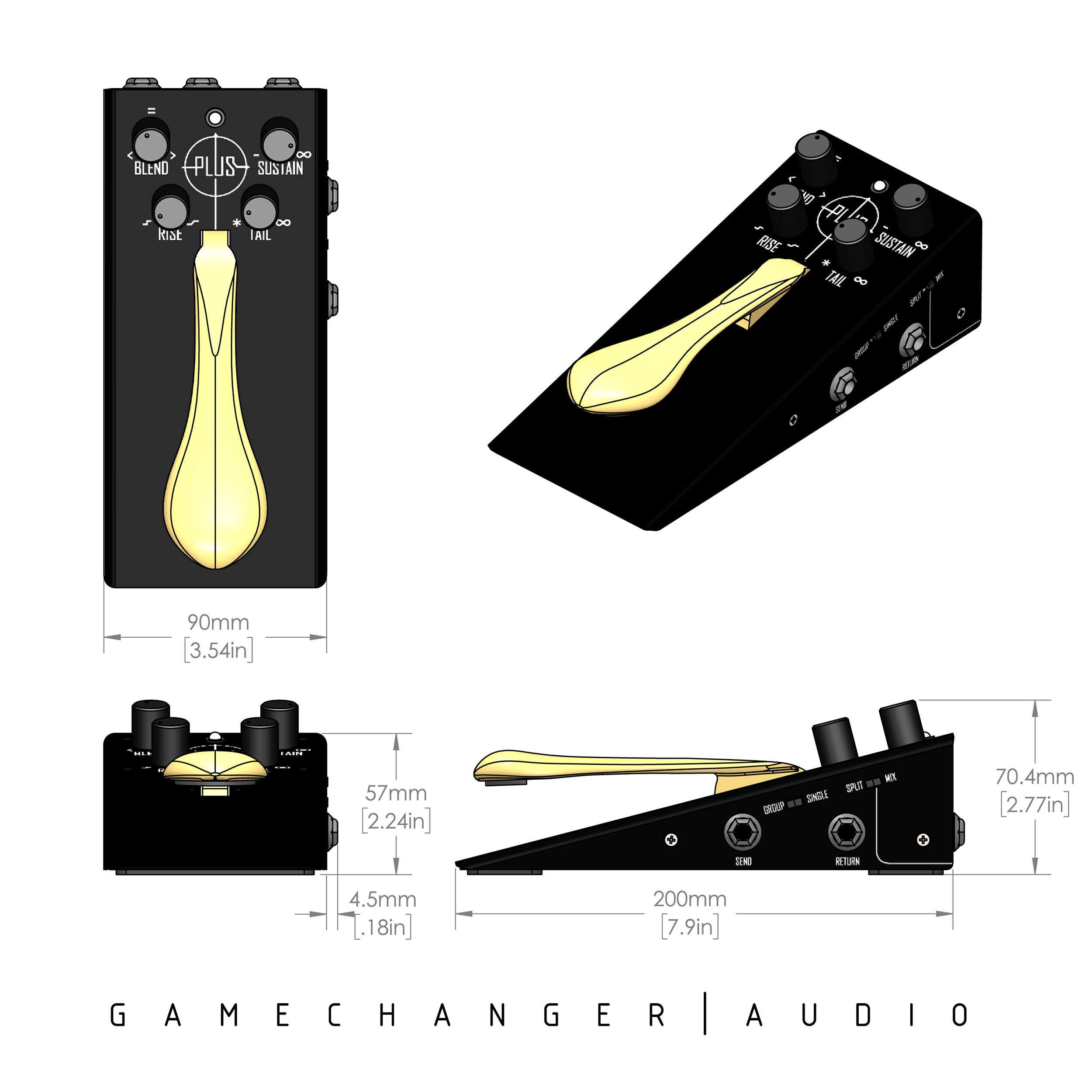 Gamechanger Audio PLUS Pedal w WET Footswitch — Echoinox